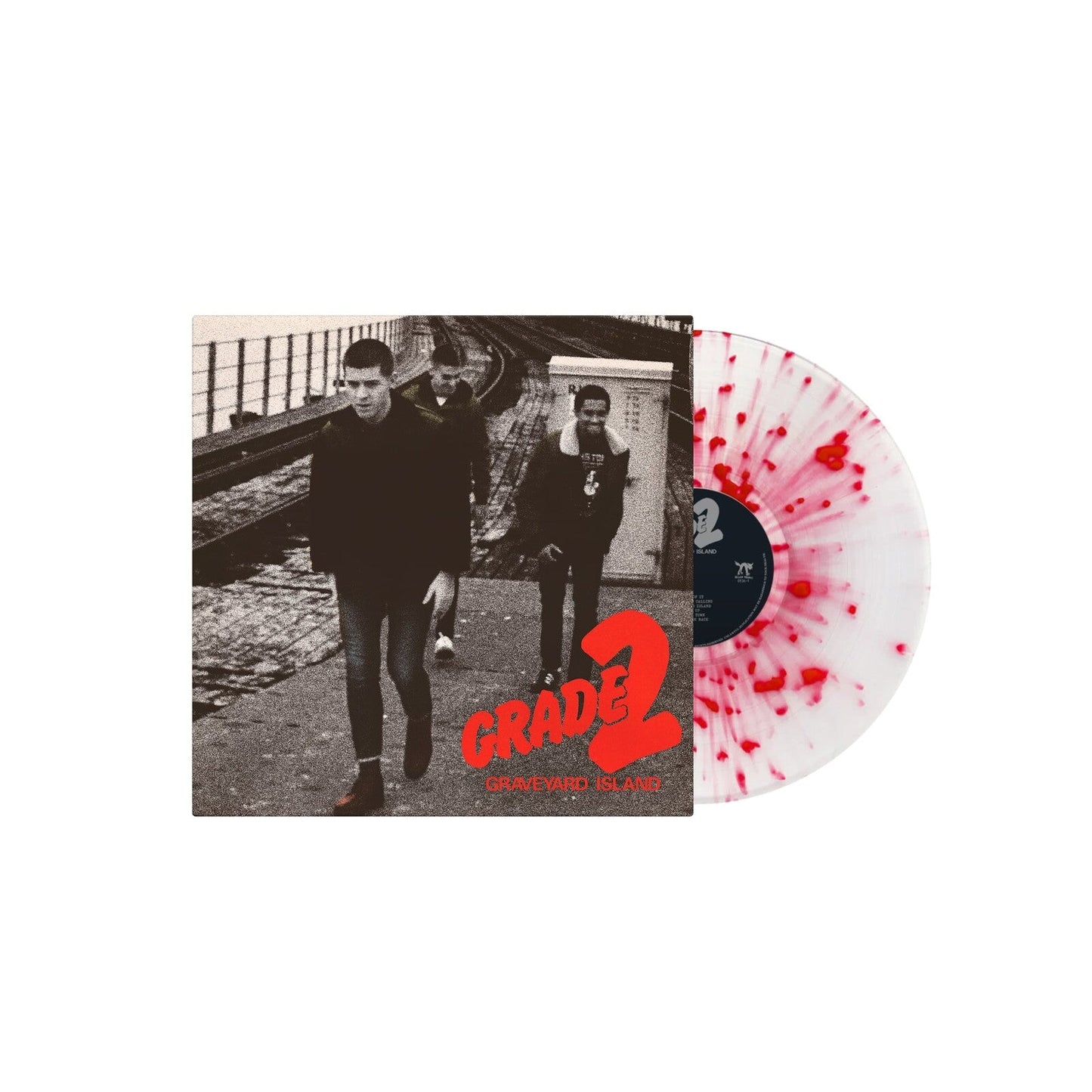 Vinyl record with a black and white cover featuring three figures.
