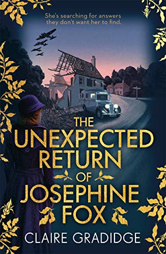Book cover: woman, house, car, planes, and ornate gold floral design.