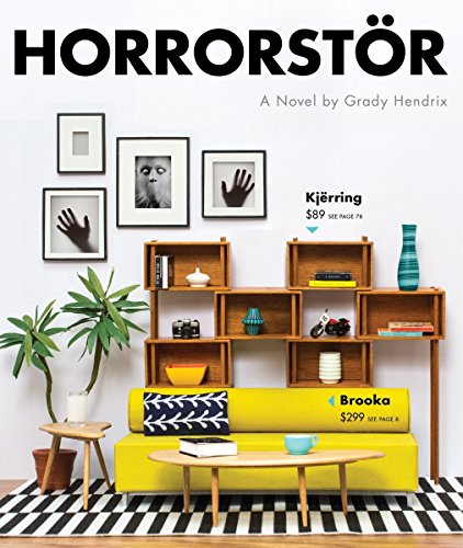 Book cover showing a yellow sofa, wooden shelving, and framed art on a wall.