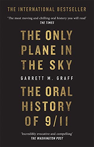 Book cover with gold text on a black background reading The Only Plane In The Sky.