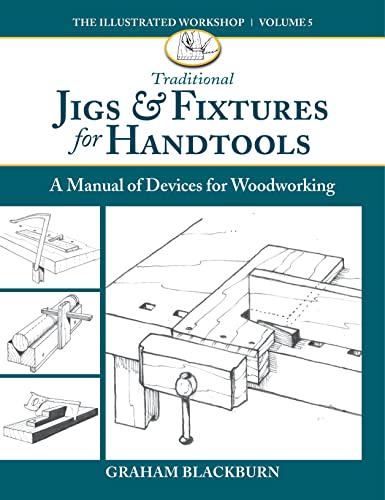 Book cover: “Traditional Jigs & Fixtures for Handtools” with woodworking illustrations.