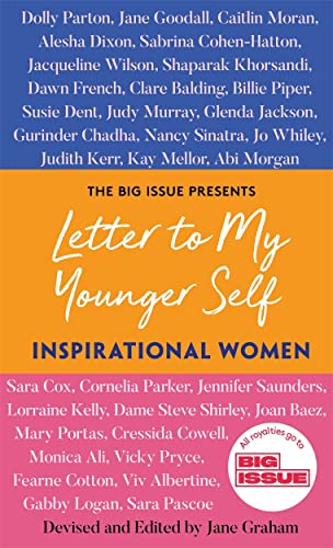 Book cover: “Letter to My Younger Self: Inspirational Women” with names listed.