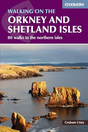 Map and walking guidebook cover featuring Orkney and Shetland Isles landscape photography.