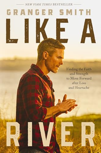 Book cover: Man in red plaid looking at hands, title "Like a River".