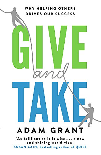 Book cover for Give and Take by Adam Grant with two figures and rope.