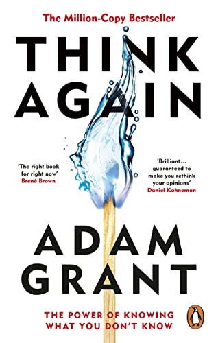 Book cover: "Think Again" with melting ice and author Adam Grant.