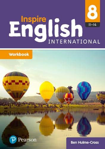 Inspire English Year 8 workbook cover with hot air balloons.