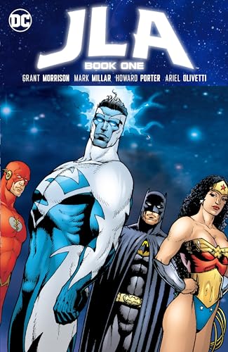 JLA Book One cover featuring superheroes Batman, Wonder Woman, and The Flash.