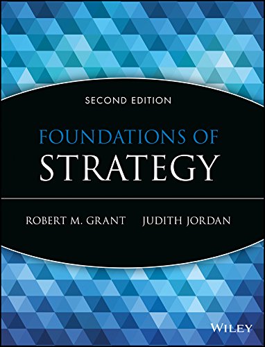 Book cover: “Foundations of Strategy” second edition, blue geometric design.