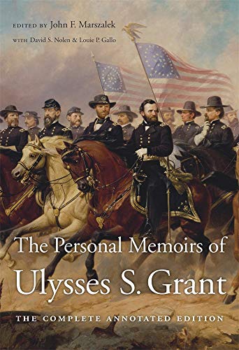 Book cover: Ulysses S. Grant memoirs with a Civil War-era painting.