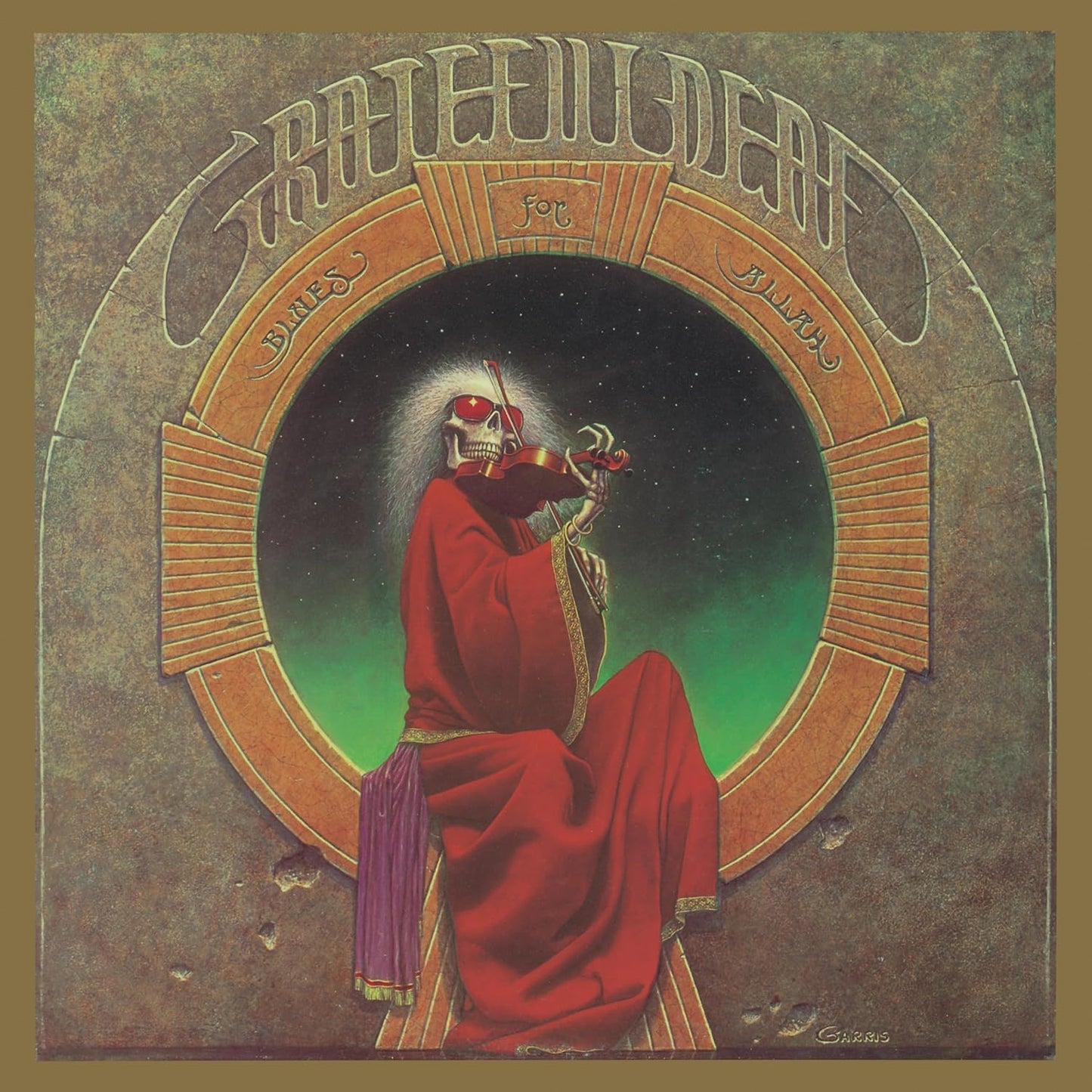 Grateful Dead album cover: skeleton playing violin in a dark archway.