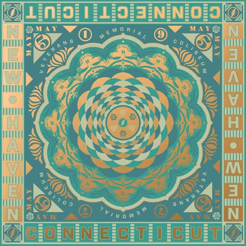 Vinyl record cover featuring a teal and orange psychedelic mandala design.