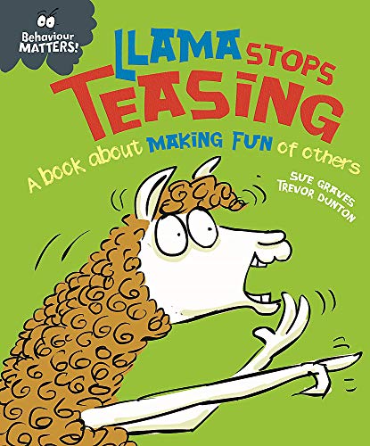 Children’s book cover with a cartoon llama and bright green background.