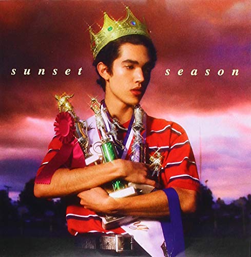 Album cover for "Sunset Season" featuring a young man with trophies.