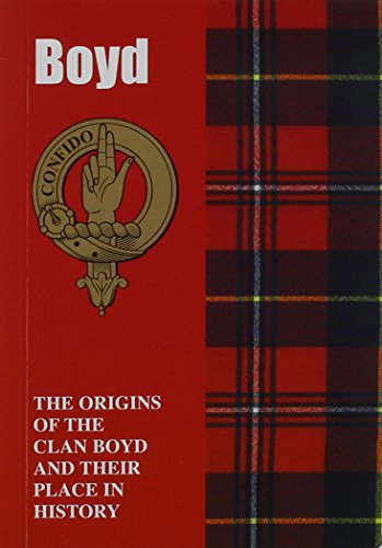 Red book cover with Clan Boyd crest and tartan pattern.