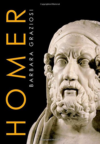 Book cover: "Homer" with a white marble bust of an aged man.