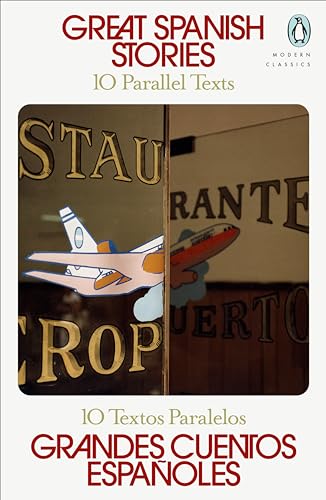 Book cover: "Great Spanish Stories," with airplane illustration and Spanish text.