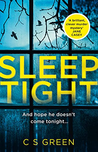 Book cover: “Sleep Tight” thriller with a window and dark branches.