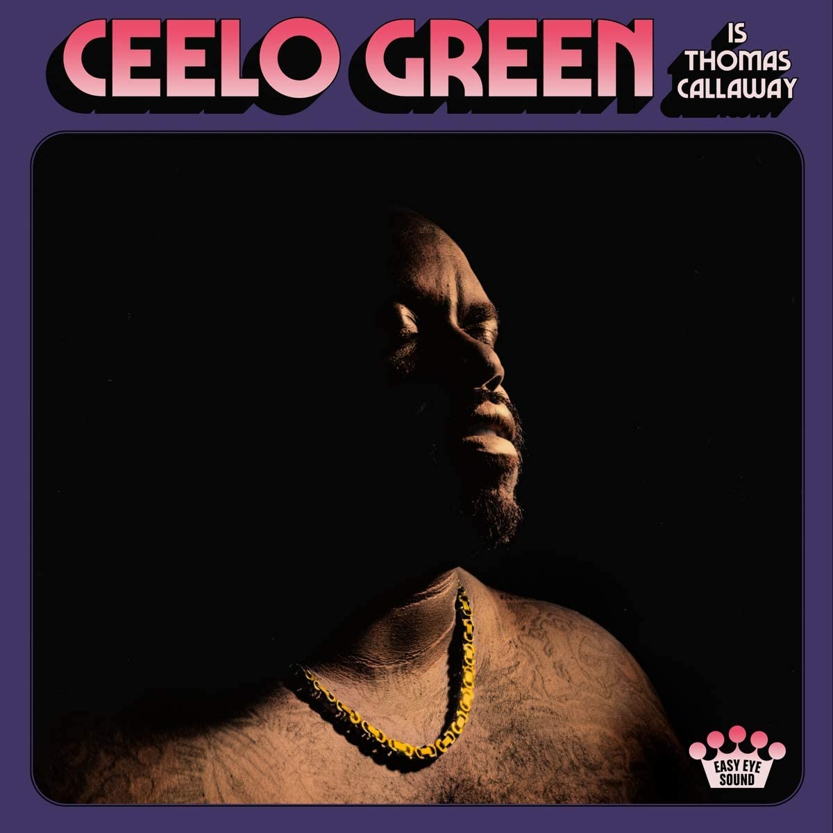 "Album cover featuring a man with a gold chain against a dark background."