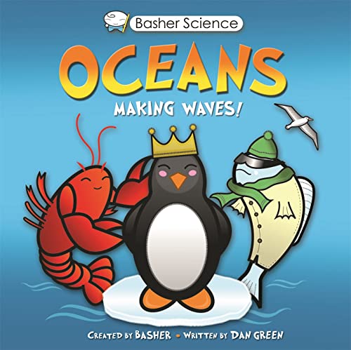 Book cover: “Basher Science: Oceans” with cartoon sea creatures.