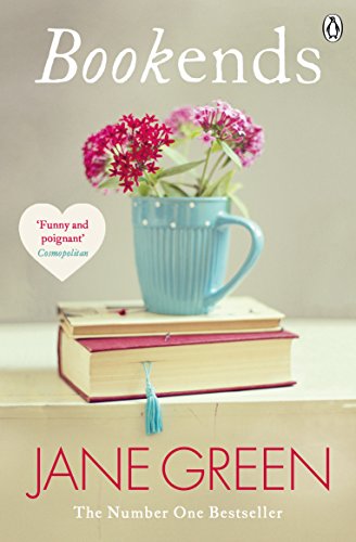 Book cover for “Bookends” by Jane Green, with flowers in a mug.
