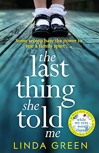 Book cover with a child in black and white shoes on a pier.