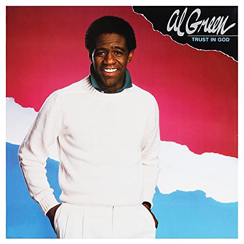Al Green album cover: portrait with red, white, and blue background.