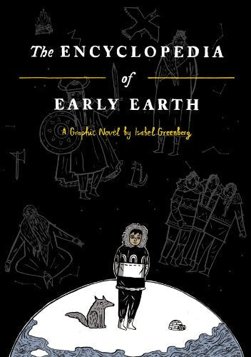 Black cover with white illustrations of early humans, animals, and landscapes.