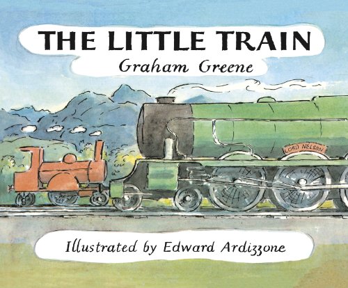 Book cover showing a small orange train next to a large green steam locomotive.