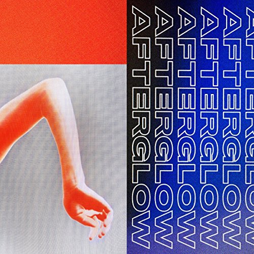 Record cover with a leg and repeated "AFTERGLOW" text in blue and red.