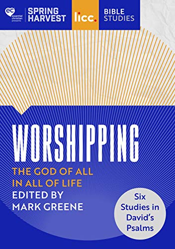 Book cover with bold title "Worshipping" and abstract blue and orange design.