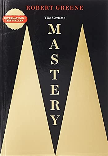 Book cover for The Concise Mastery by Robert Greene with a large gold letter M.