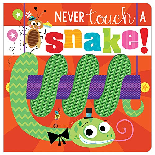 Bright orange cover with cartoon snake, bug, and textured elements.