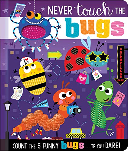 Colorful cartoon bugs explore a city scene on the cover of a children's book.