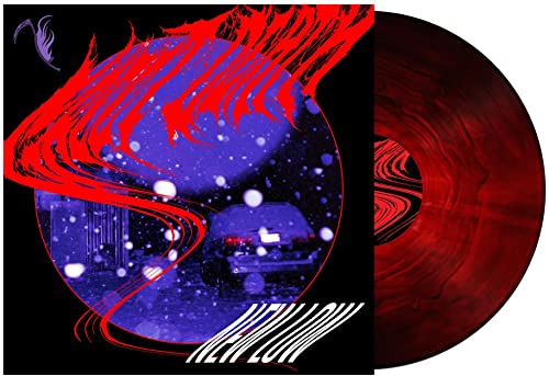 Vinyl record of "New Low" with abstract red and blue cover art.