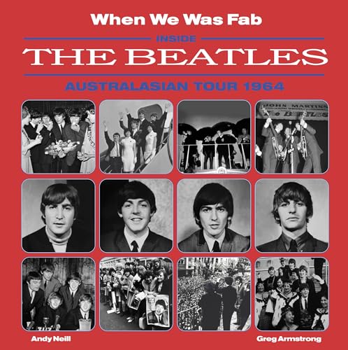 Book cover featuring black and white photos of The Beatles on tour.
