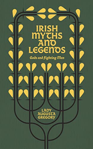 Book cover with yellow Celtic-style leaf patterns on a dark green background.