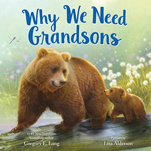 Book cover: a large bear and cub in a field of white flowers.