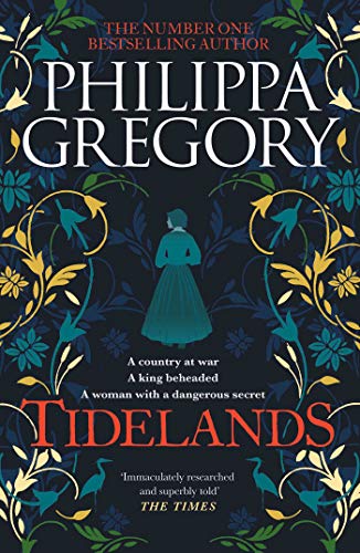 Book cover for Tidelands by Philippa Gregory featuring a woman in a dark landscape.