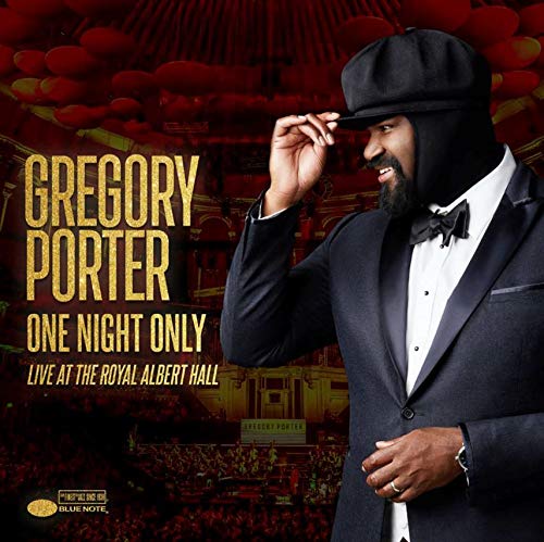 Gregory Porter in a hat and suit, album cover for “One Night Only”.