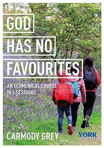 Book cover with text and a blurred image of people hiking.