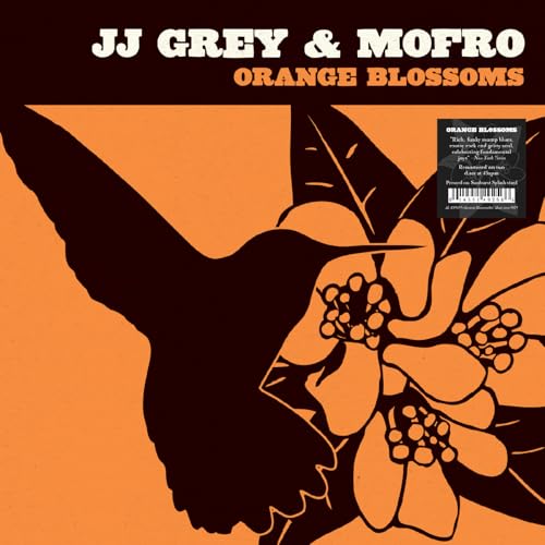 Album cover for JJ Grey & Mofro’s “Orange Blossoms” with bird and flowers.