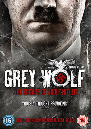 DVD cover for "Grey Wolf: The Escape Of Adolf Hitler" featuring a man’s face.
