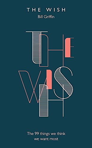Book cover for "The Wish" with abstract, linear typography in red and white.