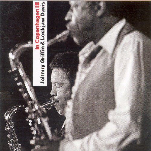 Black and white photo of Johnny Griffin playing a saxophone.