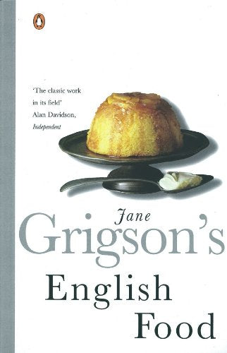 Book cover for Jane Grigson's English Food featuring a steamed pudding on a pedestal dish.
