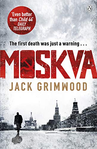 Book cover for "Moskva" by Jack Grimwood, featuring a silhouetted figure and cityscape.