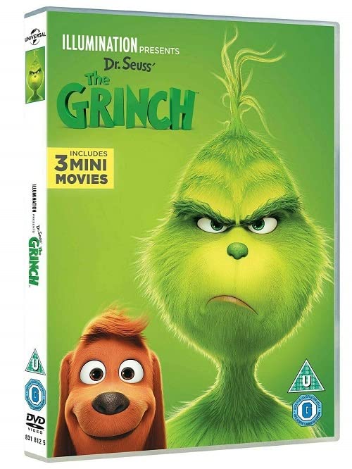 DVD cover for "The Grinch" featuring the green Grinch and Max the dog.