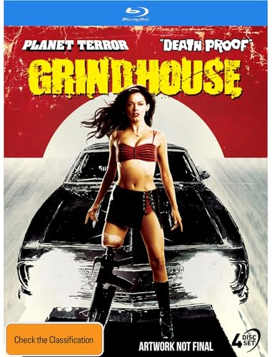 “Grindhouse” Blu-ray cover featuring a woman and a classic car.