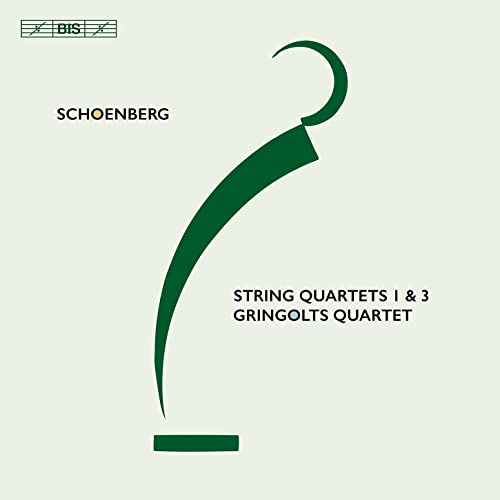 CD cover for Schoenberg string quartets by Gringolts Quartet, with green design.